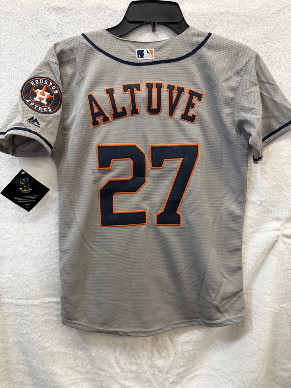 ALTUVE Majestic Gray Houston Astros #27 youth Jersey with Navy & Orange Trim